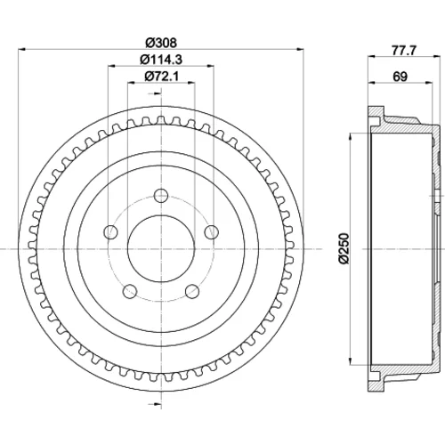 Brzdový bubon HELLA 8DT 355 300-721 - obr. 3