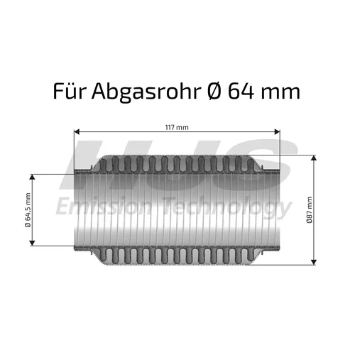 Pružný diel výfuku HJS 83 00 8335 - obr. 1