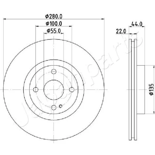 Brzdový kotúč JAPANPARTS DI-370C - obr. 1