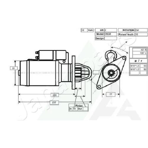 Štartér JAPANPARTS MTC959 - obr. 3