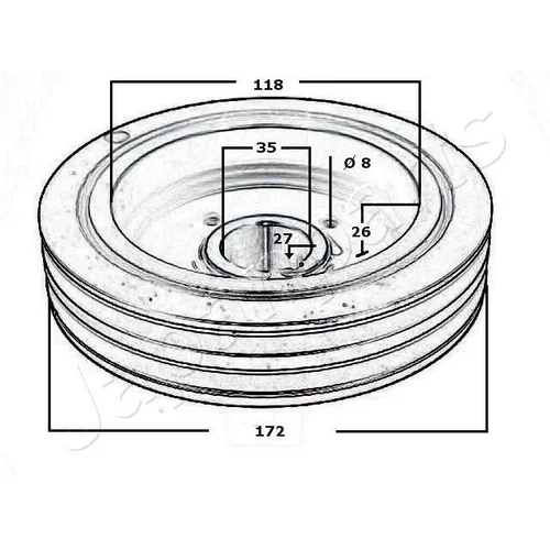 Remenica kľukového hriadeľa JAPANPARTS PU-500 - obr. 3