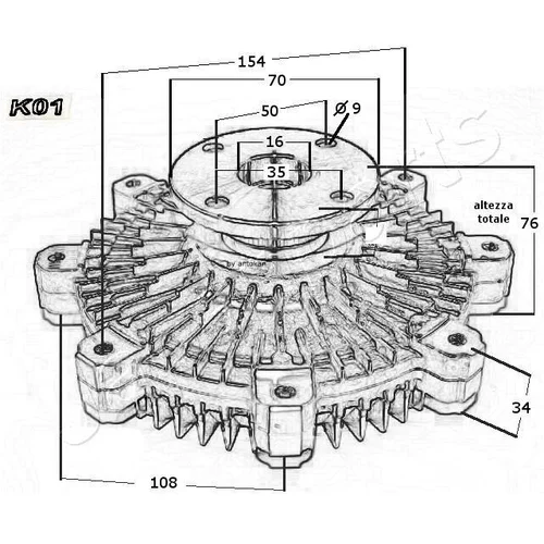 Spojka ventilátora chladenia JAPANPARTS VC-K01 - obr. 2