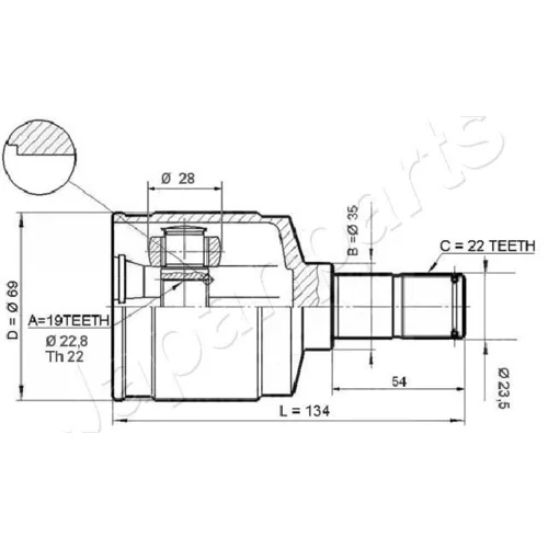 Sada kĺbov hnacieho hriadeľa JAPANPARTS GI-W21 - obr. 2