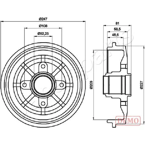 Brzdový bubon JAPANPARTS TA-0609C