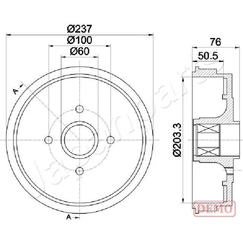 Brzdový bubon JAPANPARTS TA-0700C