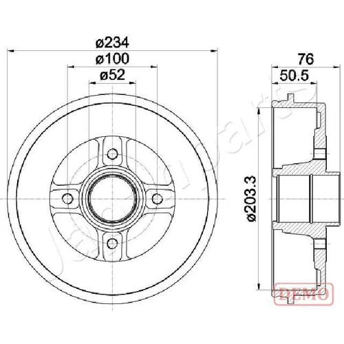 Brzdový bubon JAPANPARTS TA-0704C