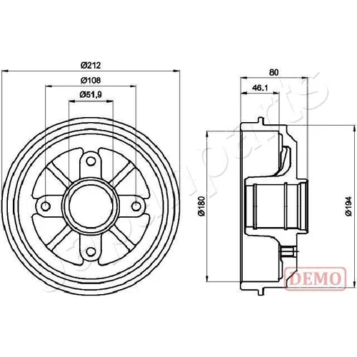 Brzdový bubon JAPANPARTS TA-0608C