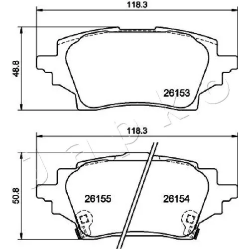 Sada brzdových platničiek kotúčovej brzdy JAPKO 51263 - obr. 1