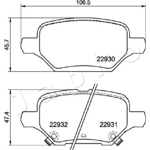 Sada brzdových platničiek kotúčovej brzdy JAPKO 510405 - obr. 1