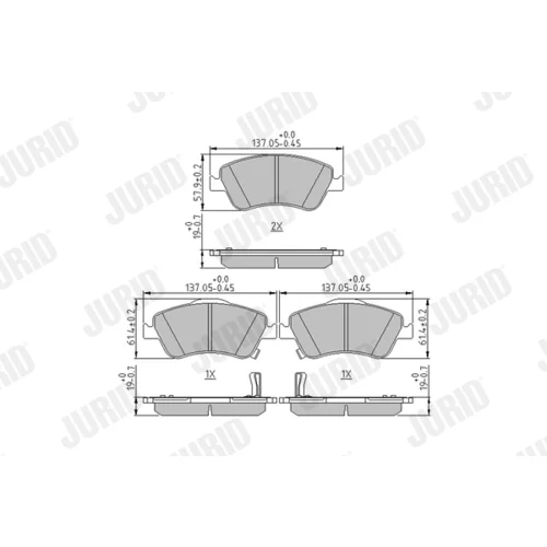 Sada brzdových platničiek kotúčovej brzdy JURID 572524J
