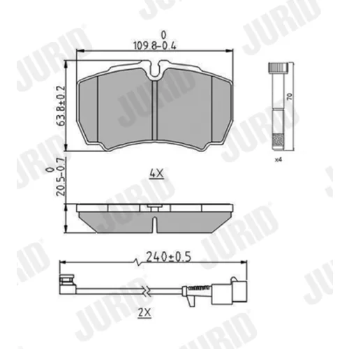 Sada brzdových platničiek kotúčovej brzdy JURID 2912309561 - obr. 1