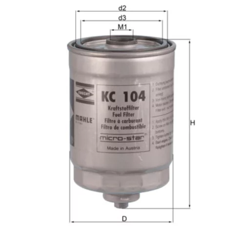 Palivový filter KNECHT KC 104 (KNECHT - Mahle) - obr. 2