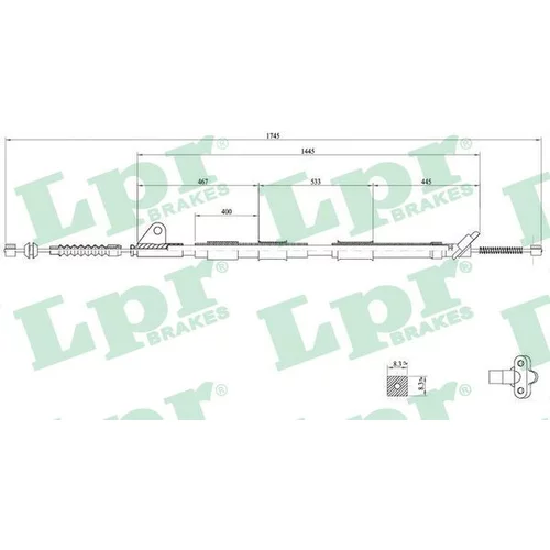Ťažné lanko parkovacej brzdy LPR C0858B