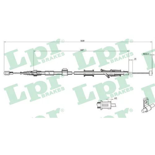 Ťažné lanko parkovacej brzdy LPR C0916B