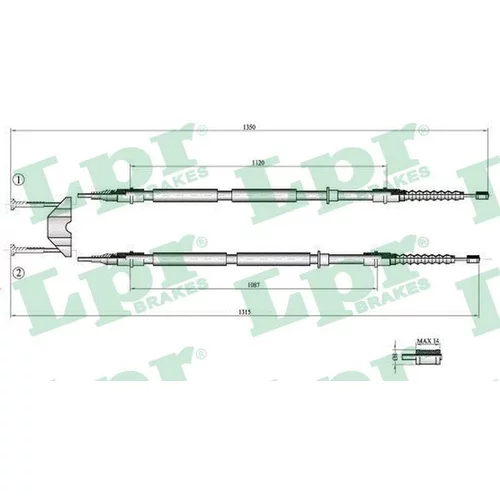 Ťažné lanko parkovacej brzdy LPR C0537B