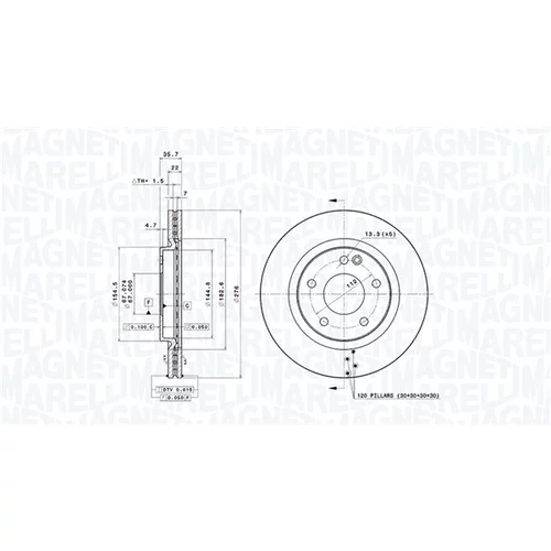 Brzdový kotúč MAGNETI MARELLI 360406007001