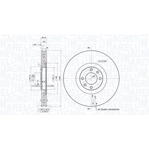 Brzdový kotúč MAGNETI MARELLI 360406113901