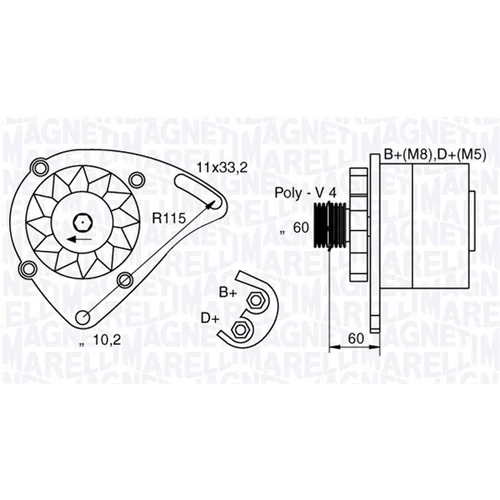 Alternátor MAGNETI MARELLI 063321600010