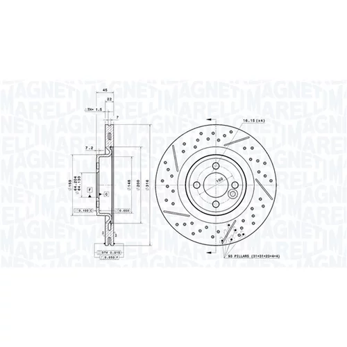 Brzdový kotúč MAGNETI MARELLI 360406161601