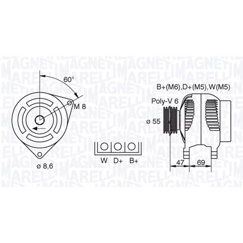 Alternátor MAGNETI MARELLI 063341345010