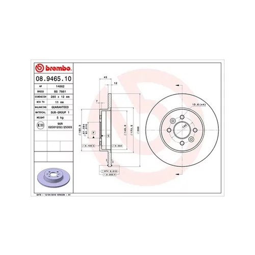 Brzdový kotúč MAGNETI MARELLI 360406044100