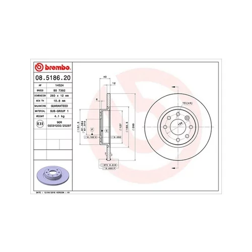 Brzdový kotúč MAGNETI MARELLI 360406051000