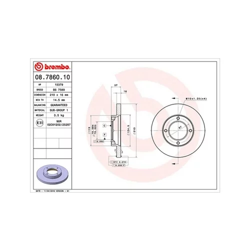 Brzdový kotúč MAGNETI MARELLI 360406019500