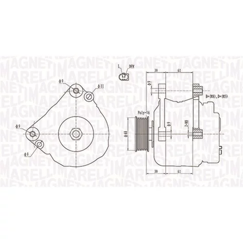 Alternátor MAGNETI MARELLI 063731587010