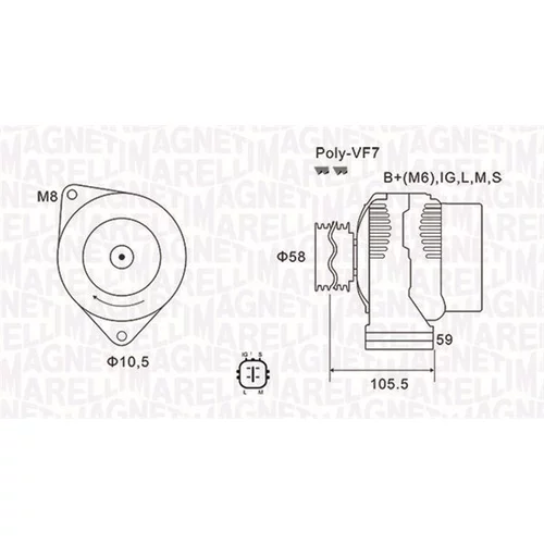 Alternátor MAGNETI MARELLI 063732069010