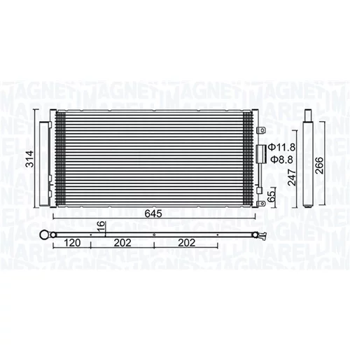 Kondenzátor klimatizácie 350203644000 (MAGNETI MARELLI)