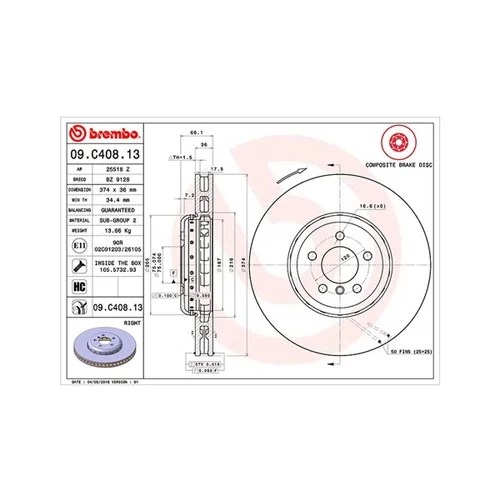 Brzdový kotúč MAGNETI MARELLI 360406131204