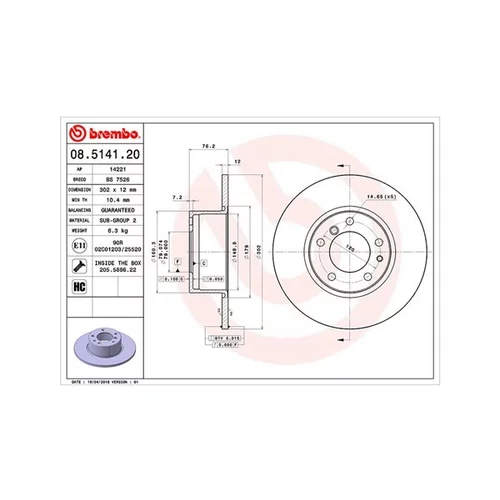 Brzdový kotúč MAGNETI MARELLI 360406015500