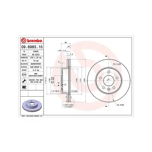 Brzdový kotúč MAGNETI MARELLI 360406032200