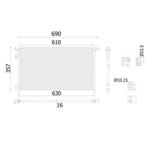 Kondenzátor klimatizácie MAHLE AC 909 000S - obr. 1