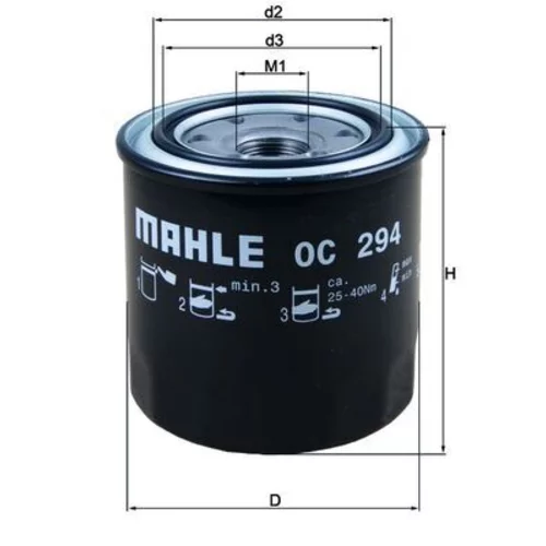 Olejový filter OC 294 /MAHLE/ - obr. 2