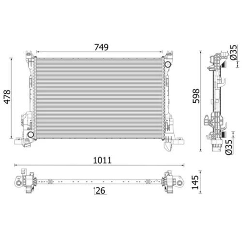 Chladič motora CR 2637 000P /MAHLE/