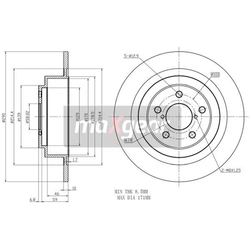 Brzdový kotúč MAXGEAR 19-2357 - obr. 1