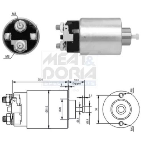 Elektromagnetický spínač pre štartér MEAT & DORIA 46178