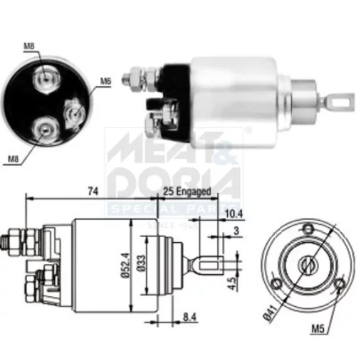 Elektromagnetický spínač pre štartér MEAT & DORIA 46129