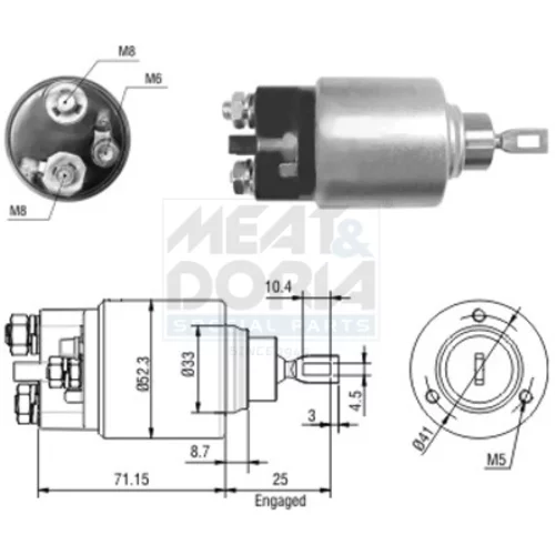 Elektromagnetický spínač pre štartér 46044 (MEAT & DORIA)