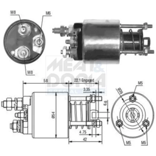 Elektromagnetický spínač pre štartér MEAT & DORIA 46077