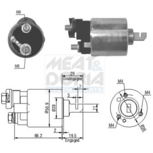 Elektromagnetický spínač pre štartér MEAT & DORIA 46052