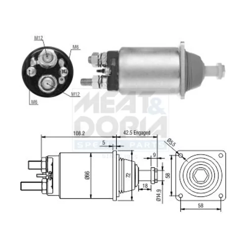 Elektromagnetický spínač pre štartér MEAT & DORIA 46252