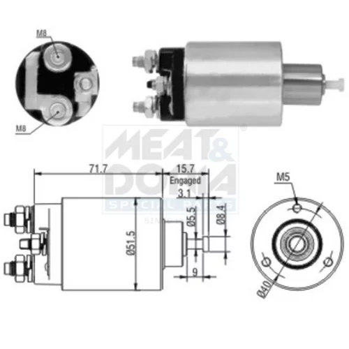 Elektromagnetický spínač pre štartér MEAT & DORIA 46182