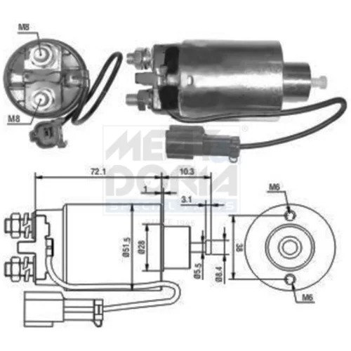 Elektromagnetický spínač pre štartér MEAT & DORIA 46096