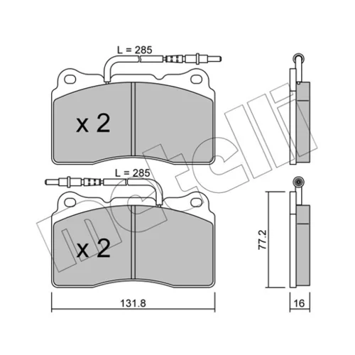 Sada brzdových platničiek kotúčovej brzdy METELLI 22-0288-2 - obr. 1