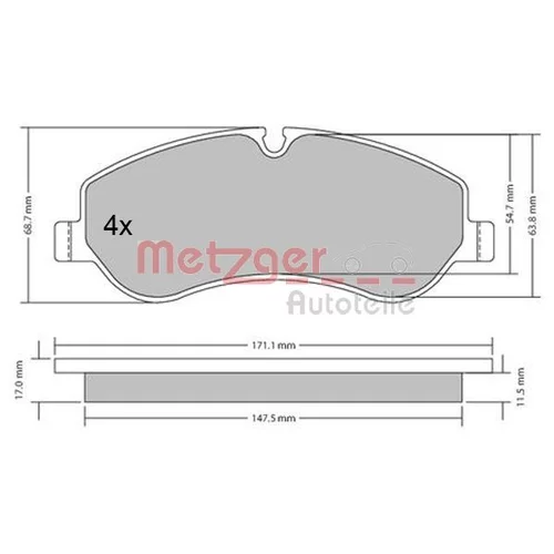 Sada brzdových platničiek kotúčovej brzdy METZGER 1170349