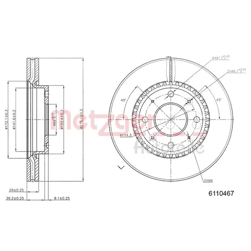 Brzdový kotúč 6110467 /METZGER/