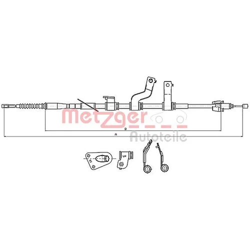 Ťažné lanko parkovacej brzdy METZGER 17.2579