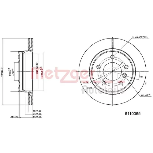 Brzdový kotúč METZGER 6110065